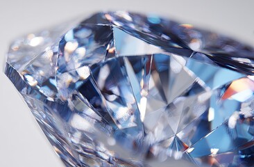 Blue-tinted diamond macro shot showcasing its many facets in sharp focus