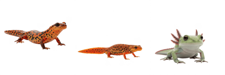 Urodeles (Order Caudata, Class Amphibia) amphibians including Salamandridae salamanders, Salamandridae newts and Ambystoma axolotls with anatomical, physiological and evolutionary traits