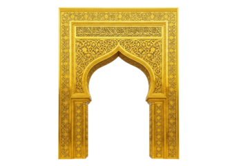 golden ornate islamic arch with arabesque patterns decorative doorway