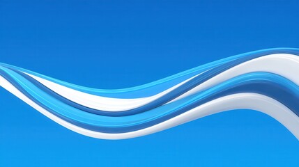 Abstract Wavy Lines in Shades of Blue and White on Light Blue Background