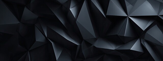 Abstract dark polygon surface with angled edges and contrasting light