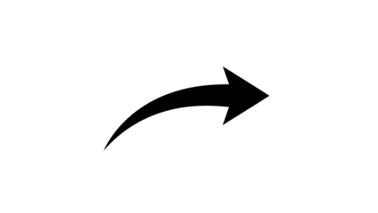 Isolated Black Curved Arrow Vector Icon for Design isolated PNG with Transparent Background