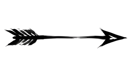 Isolated Black Hand Drawn Grunge Brush Stroke Arrow Vector isolated PNG with Transparent Background