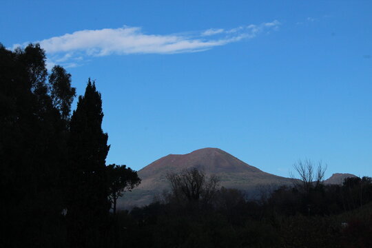 Mount Vesuvius volcano seen from Pompeii, Italy