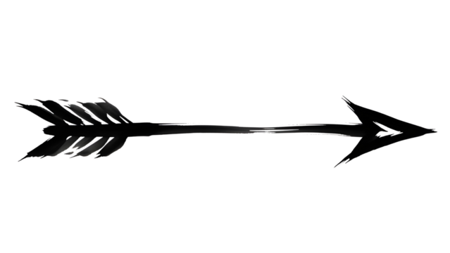 Isolated Black Hand Drawn Grunge Brush Stroke Arrow Vector isolated PNG with Transparent Background - Powered by Adobe