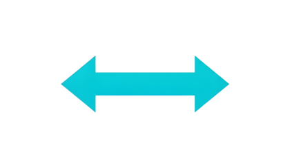 Simple turquoise double arrow icon representing exchange, transition, resize, or comparison concept graphic isolated PNG with Transparent Background