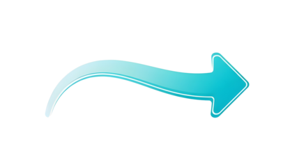 Modern curved blue arrow vector symbol for flow, next, and directional navigation isolated PNG with Transparent Background