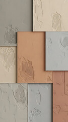 Abstract Textured Art Panels in Earthy Tones and Geometric Relief Patterns