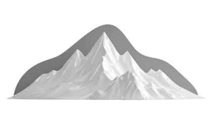 Stylized White Mountain Range with Grey Silhouette