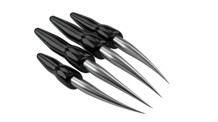 Set of Four Sharp Metal Claws with Black Handles