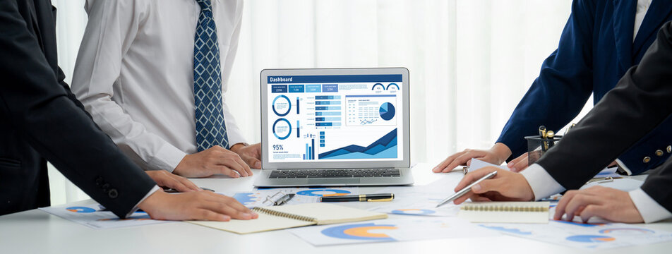 Business data dashboard provide business intelligence analytic for marketing strategy planning brisk with big data set to analyze customer demands and foreseeing business future