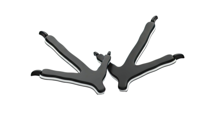 Two Black Futuristic Arrow Shapes with Silver Edges