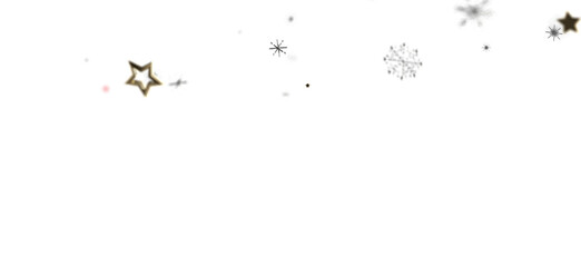 Festive Christmas themed overlay design featuring twinkling stars and snowflakes floating across a white background. Perfect for holiday greetin