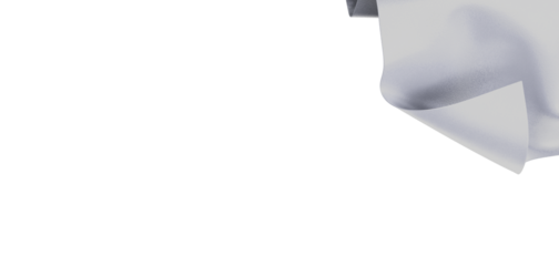 Close-up of a textured fabric corner, revealing subtle details and creating an abstract composition on white. Ideal for