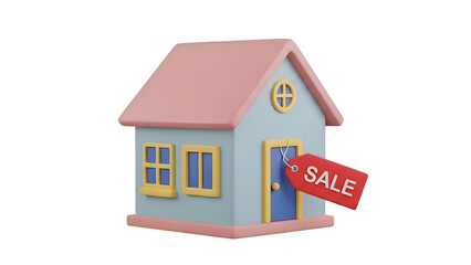 Miniature House Model with Sale Sign.