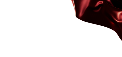 Close-up of flowing red fabric silk against a bright white backdrop. Captures elegance, luxury, and