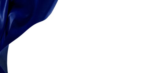 Abstract image of dark blue fabric draped against a pristine white background. Perfect for design and concept visuals.