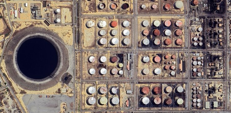 Aerial Satellite View of Paraguana Oil Refinery Complex in Venezuela