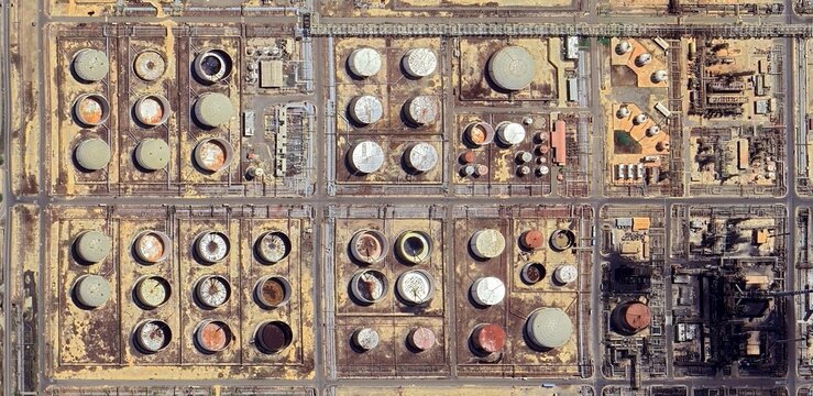 Aerial Satellite View of Paraguana Oil Refinery Complex in Venezuela