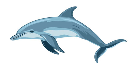 Obraz premium Dolphin Swimming in Water Illustration.