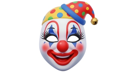 Clown Mask with Colorful Hat and Paint.