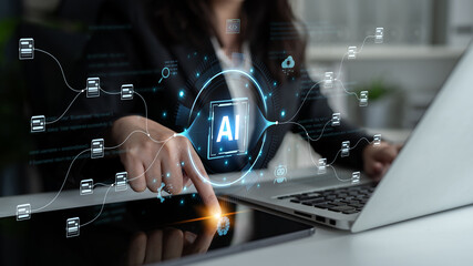 An AI-powered system for automating data workflows. The central intelligence processes and distributes information, managing complex data pipelines as shown by the surrounding code. Fermion