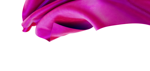 Abstract image of luxurious pink fabric floating gracefully with a white background. Perfect for design projects and vis