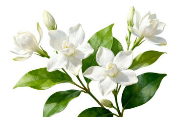 Beautiful White Jasmine Flowers with Green Leaves