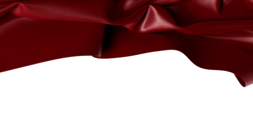 Close up shot of rich red textured fabric with wrinkles, ideal for design backgrounds, textiles, and artistic projects.