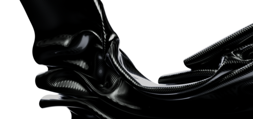 Abstract closeup of black glossy material fabric texture against white, ideal for backgrounds.