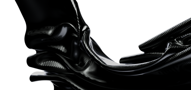 Abstract closeup of black glossy material fabric texture against white, ideal for backgrounds. - Powered by Adobe