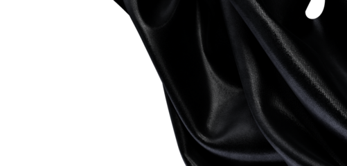 Sophisticated black fabric draped, showcasing texture and form. Perfect for fashion, design, and textile-related project