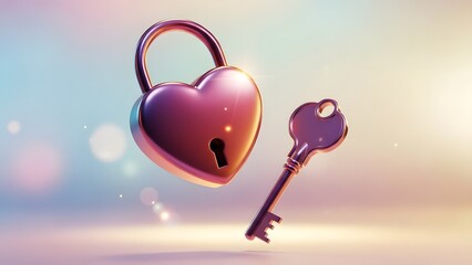 valentine heart lock and key floating concept symbolizing trust commitment romance and emotional connection