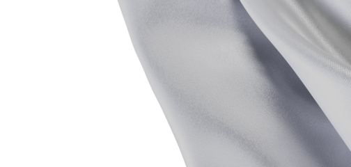 Close up of smooth, elegant silver fabric with flowing drapes in a bright, modern composition. Ideal for backgrounds and