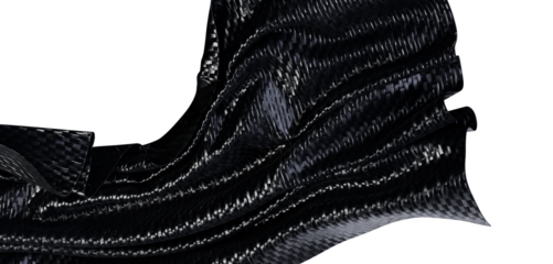 Dramatic abstract of black shiny fabric with intricate weave patterns and fluid movement. Perfect for background and art