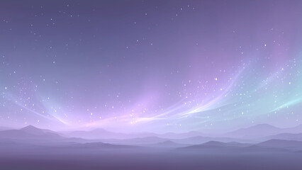 Fototapeta premium Purple night sky with aurora borealis and mountain silhouette