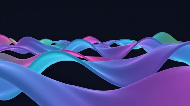 A dynamic digital artwork featuring colorful neon flowing wave patterns set against a black background, emphasizing motion, vibrancy, and modern abstract design.