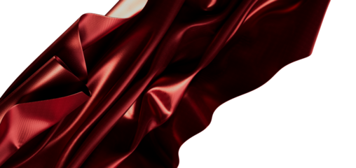 Luxurious red silk fabric, draped and flowing gracefully. High-quality textile background perfect fo