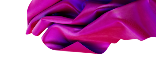 Close-up of elegant pink and purple silk fabric texture with white background, perfect for backgrounds, textiles, and de