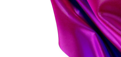 Elegant abstract backdrop of shiny pink and purple satin fabric against a white background. Perfect for beauty, luxury,