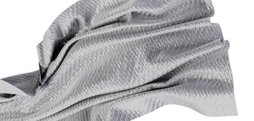 Exquisite silver fabric showcased with intricate textures and elegant folds. Perfect for design concepts and backgrounds