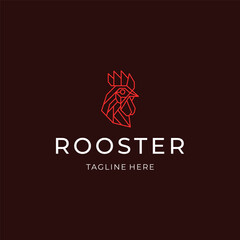 Rooster head line art logo with crisp strokes and a bold confident stance.