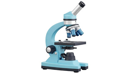 Blue compound microscope with multiple objectives