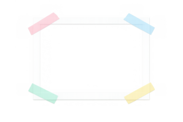 Blank instant square frame fixed with adhesive striped tape, ideal for adding a personalized memory, text, or message