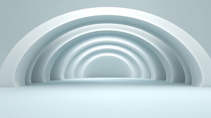 Obraz premium Minimalist White Archway Design with Soft Lighting and Curved Shapes for Modern Background or Photo Studio Environment