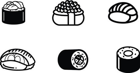 sushi rolls and nigiri japanese food illustrations © saidur