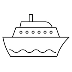Obraz premium A simple line drawing of a cruise ship sailing on the water.