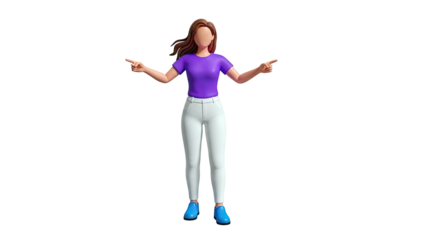 3D Woman Pointing in Two Directions