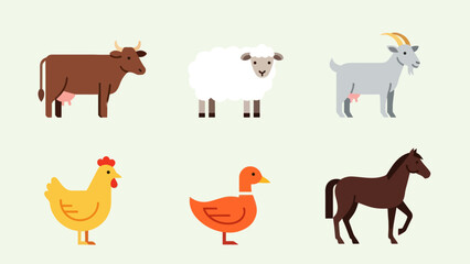 Obraz premium Collection of Various Farm Animals and Poultry.