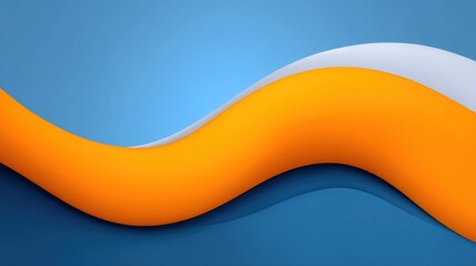 Abstract fluid wave design with vibrant orange and soft white curves on a smooth blue background for modern digital projects and creative designs